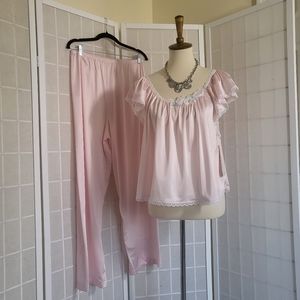 Vintage Pink Lace Pajama Set L New